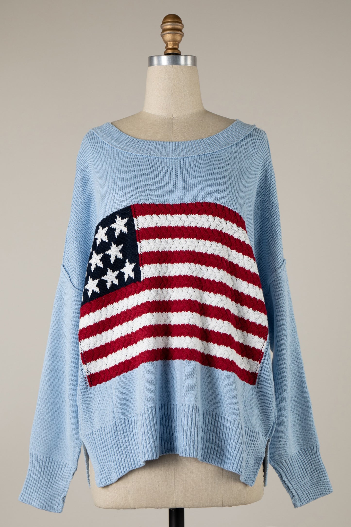 FLAG CROCHET KNIT SWEATER TOP