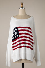 FLAG CROCHET KNIT SWEATER TOP