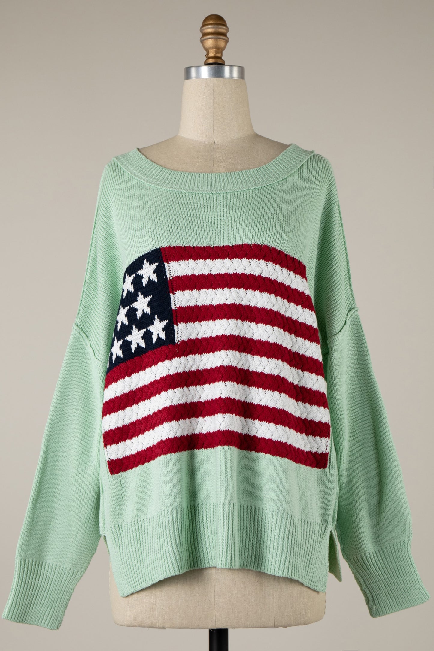 FLAG CROCHET KNIT SWEATER TOP