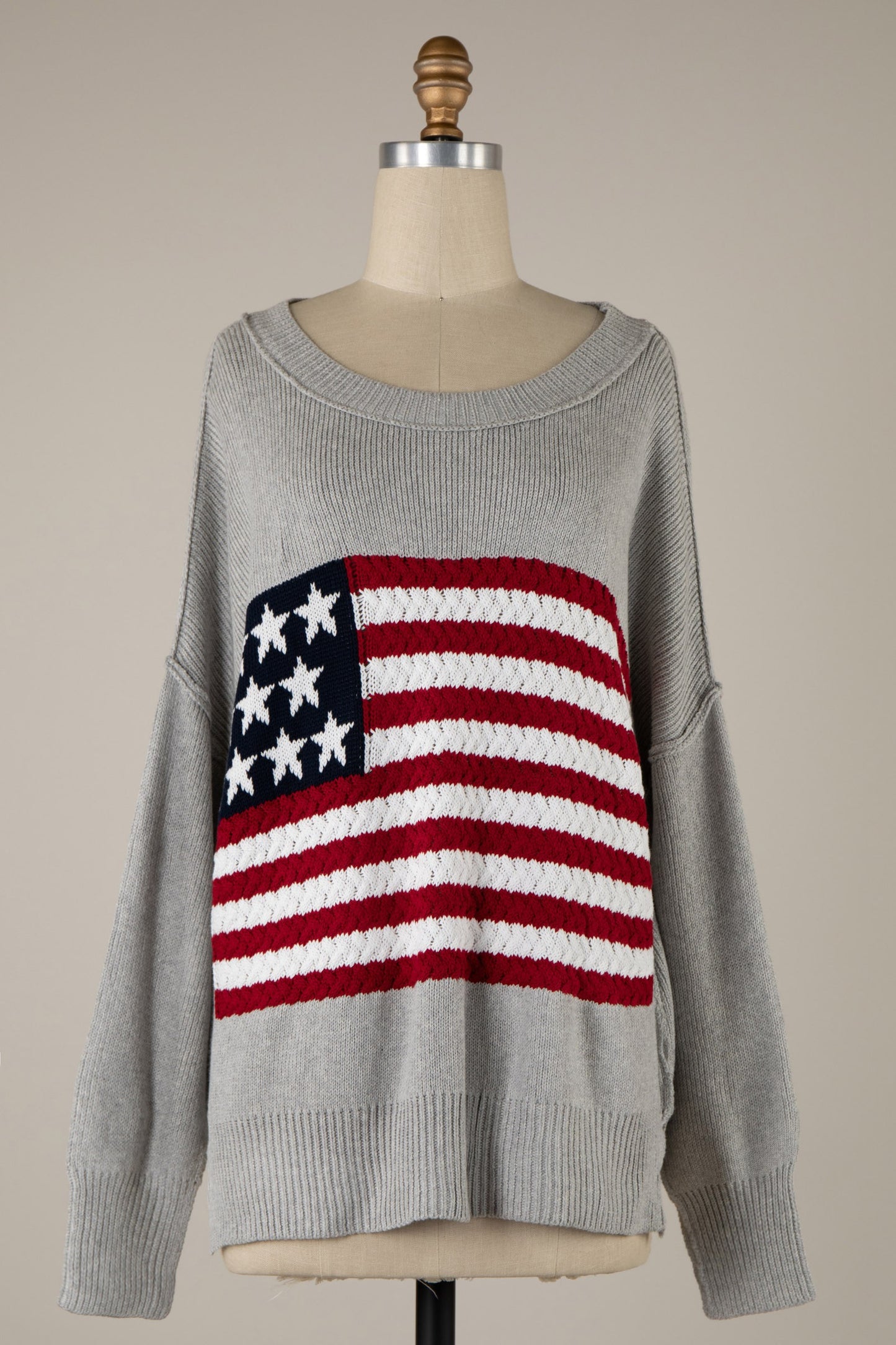 FLAG CROCHET KNIT SWEATER TOP