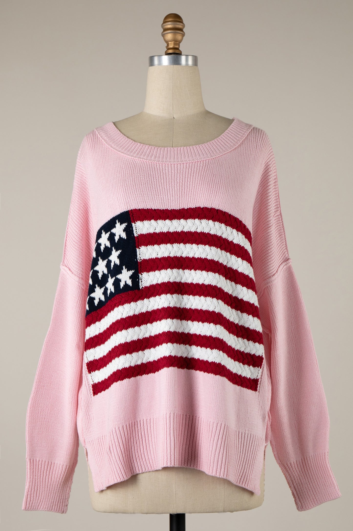 FLAG CROCHET KNIT SWEATER TOP