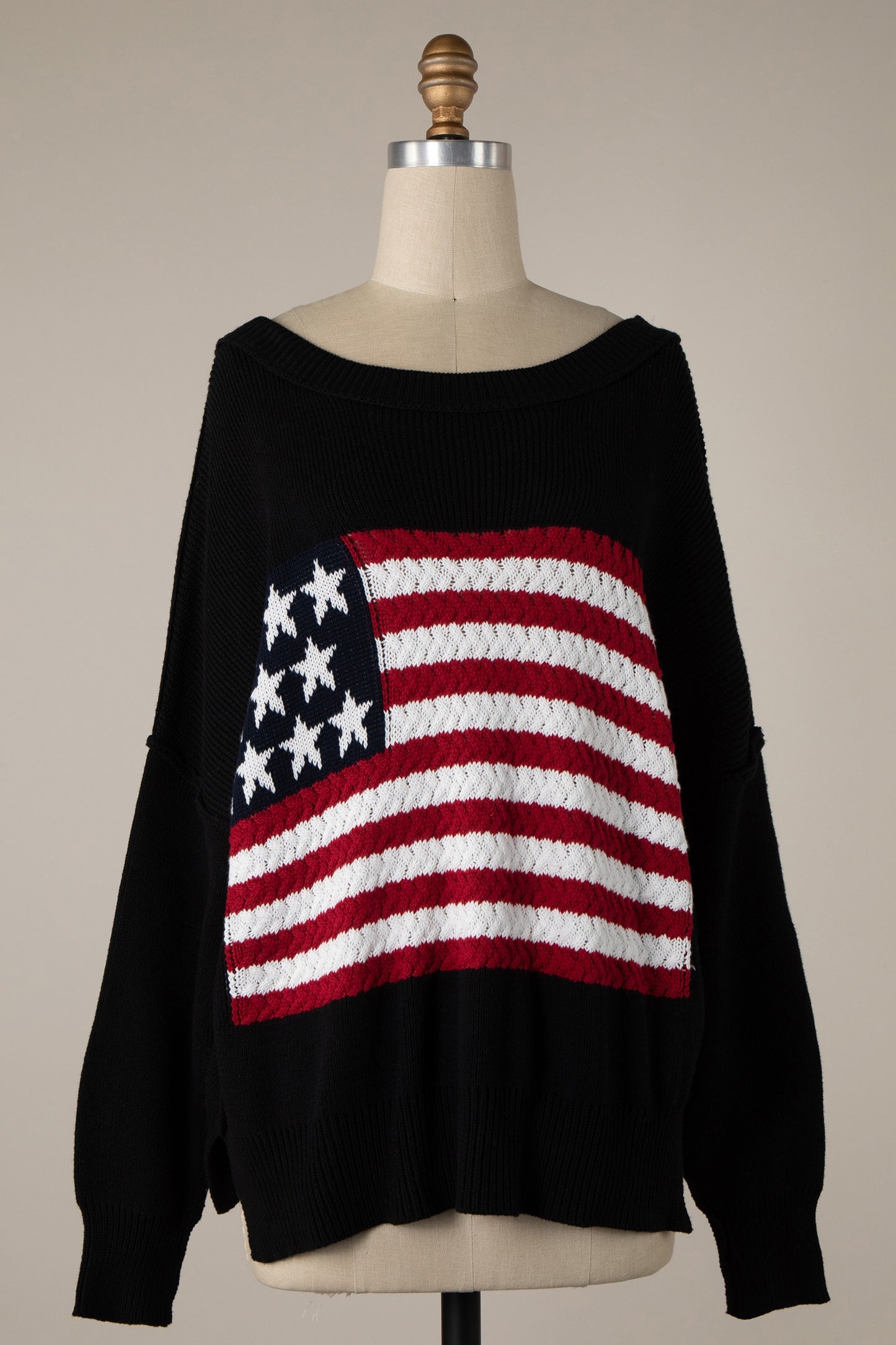 FLAG CROCHET KNIT SWEATER TOP