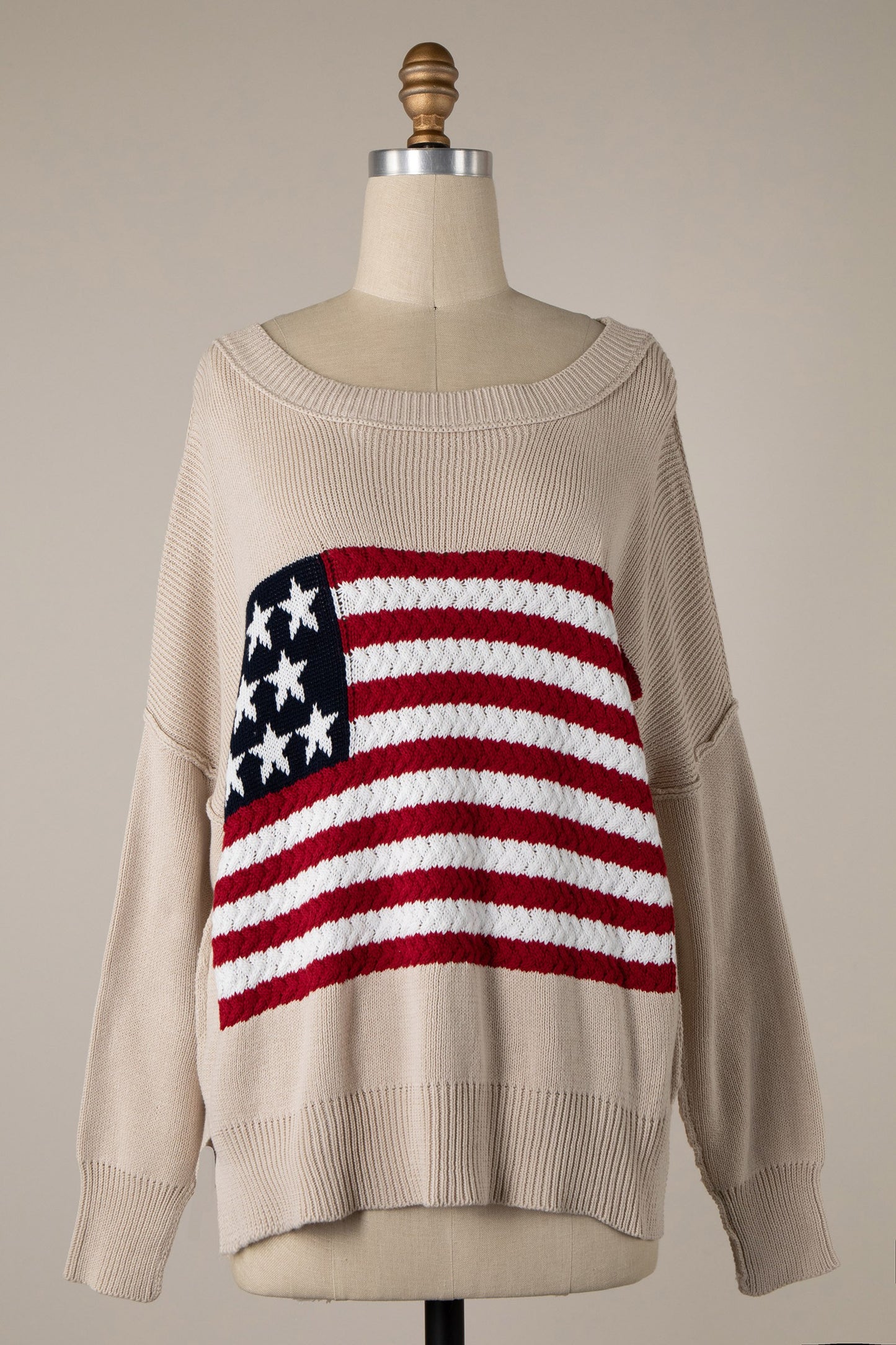 FLAG CROCHET KNIT SWEATER TOP