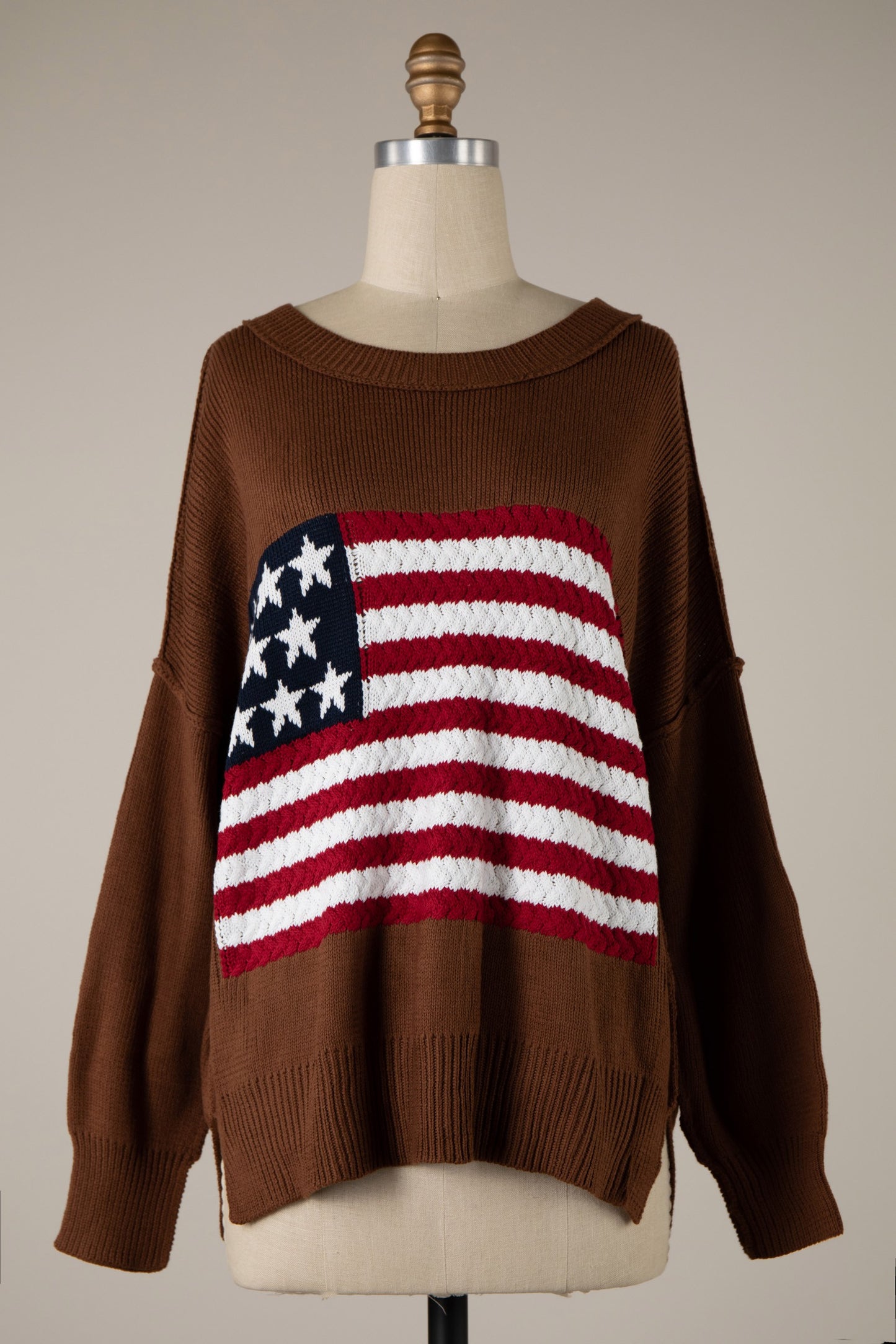 FLAG CROCHET KNIT SWEATER TOP