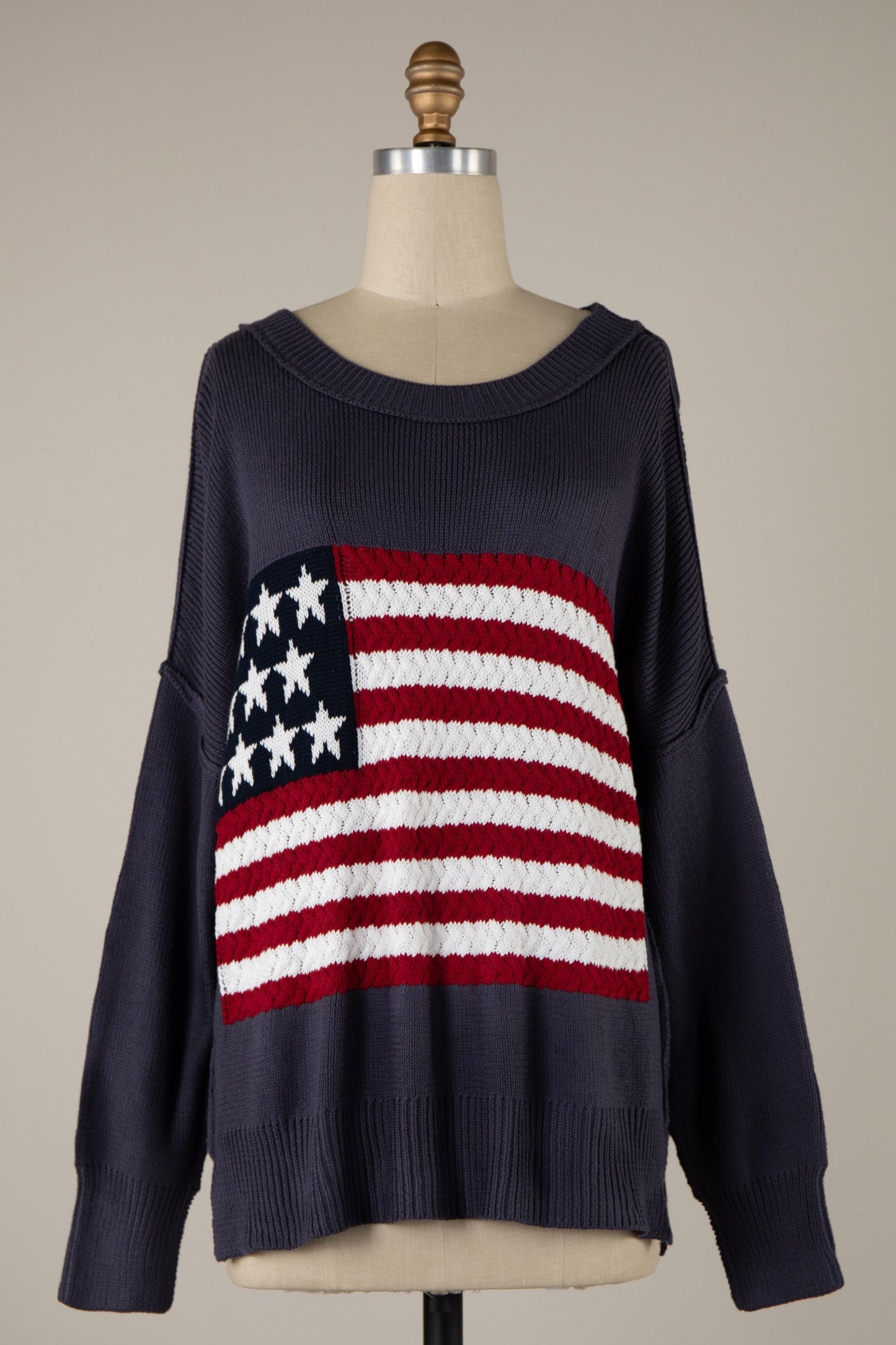 FLAG CROCHET KNIT SWEATER TOP