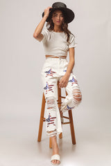 SEQUIN AMERICAN FLAG STAR PANTS